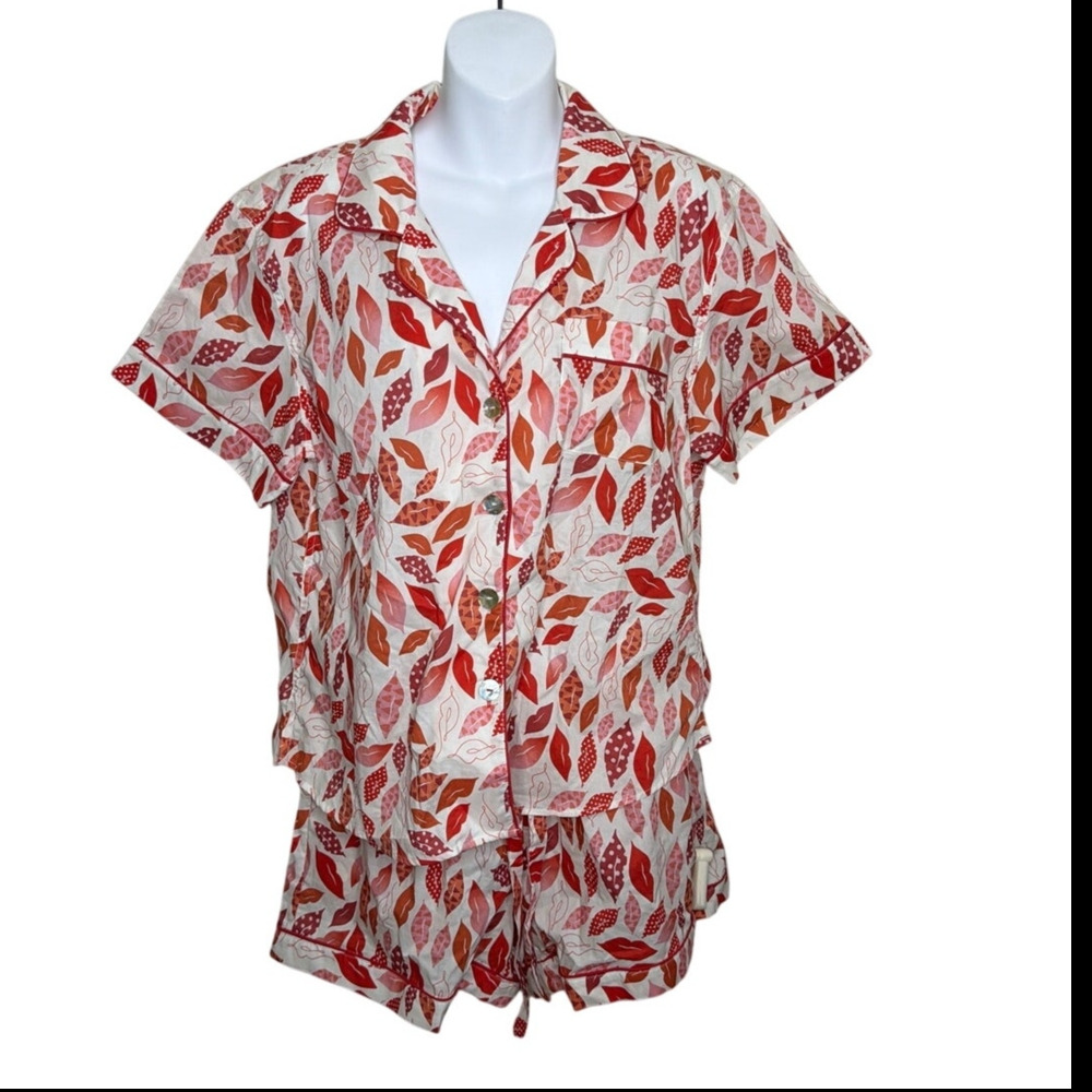 The Lazy Poet Nina Cotton Pajama Set Goodnight Kisses Sleepwear Size XL New